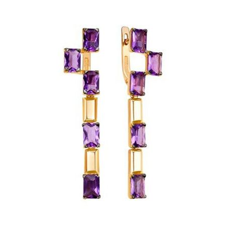 Золотые серьги с аметистами и чернением с родированием