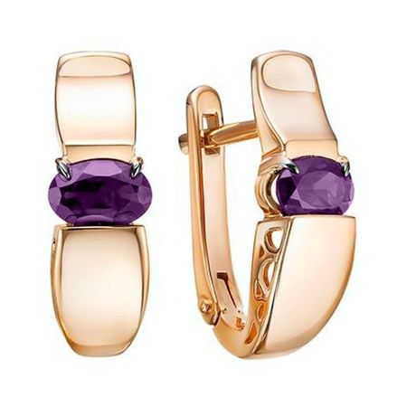 Золотые серьги с аметистами и чернением с родированием