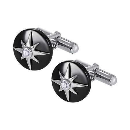 Серебряные запонки с керамикой и фианитами