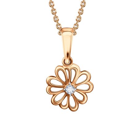 Золотая подвеска Цветок с фианитом