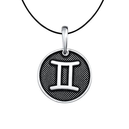 Серебряная подвеска с чернением со знаком зодиака Близнецы