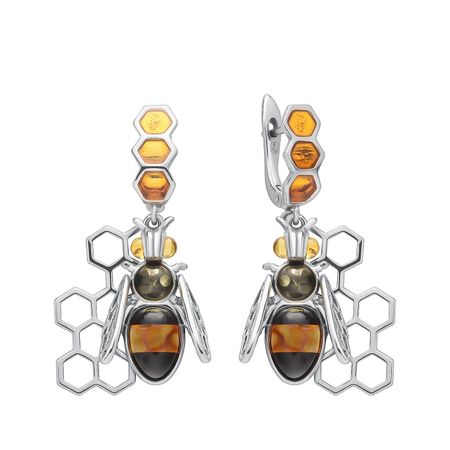 Серебряные серьги Пчела с эмалью и янтарем октавио пинтос как спит пчела удивительные факты о животных и их суперспособностях
