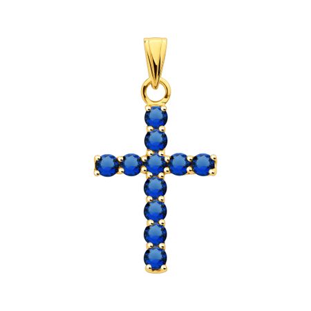 Серебряная подвеска Крест с фианитами и позолотой