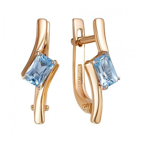 Золотые серьги с топазом Sky и родированием
