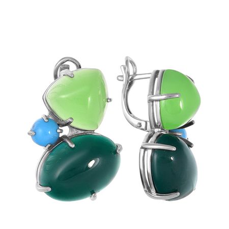 Серьги детские из серебра с алпанитами и бирюзой