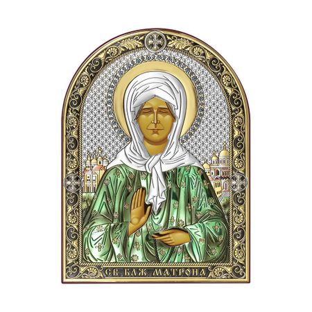 Икона Матрона Московская на дереве с позолотой и эмалью 10х12.5 см