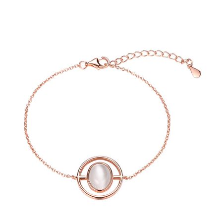 Серебряный браслет с кошачьим глазом и позолотой