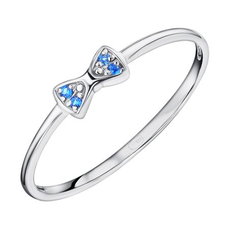 Серебряное кольцо Бант с фианитами и родированием