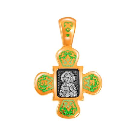 Крестик Господь Вседержитель из серебра с эмалью