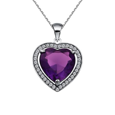 Серебряная подвеска с аметистом и фианитами