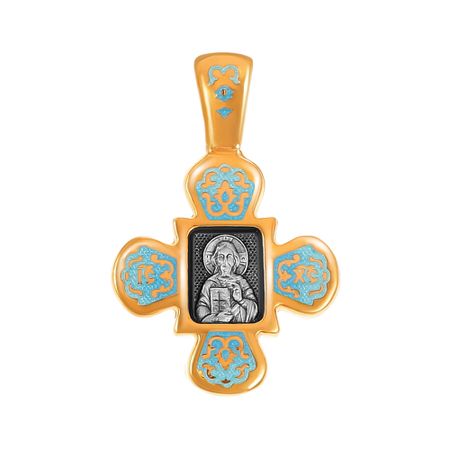 Крестик Господь Вседержитель из серебра с эмалью