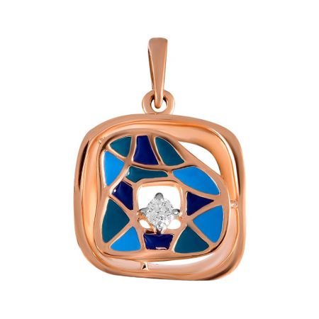 Золотая подвеска с бриллиантом и эмалью