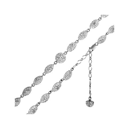 Серебряный браслет со стразами и родированием