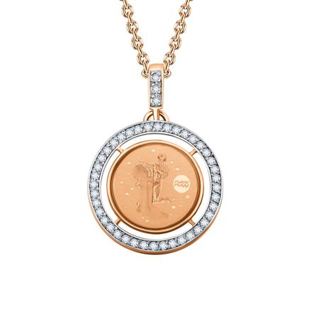 Золотая подвеска со знаком зодиака Водолей с фианитами коллекционная монета smjy водолей