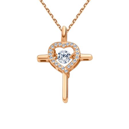 Серебряная подвеска Крест с фианитами и позолотой