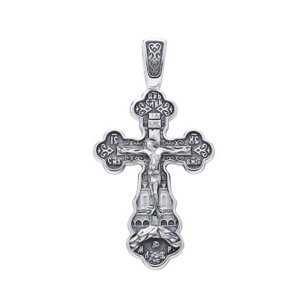 Серебряный крест Отче Наш с платинированием