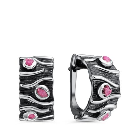 Серебряные серьги с рубинами из коллекции Калипсо