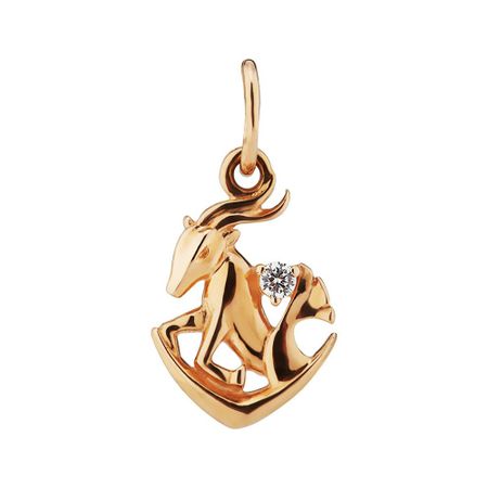 Золотая подвеска с фианитом со знаком зодиака Козерог