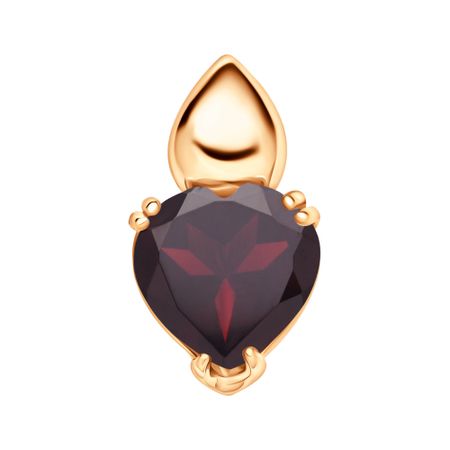 Золотая подвеска Сердце с гранатом