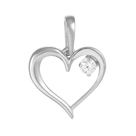 Подвеска Сердце из серебра с фианитом