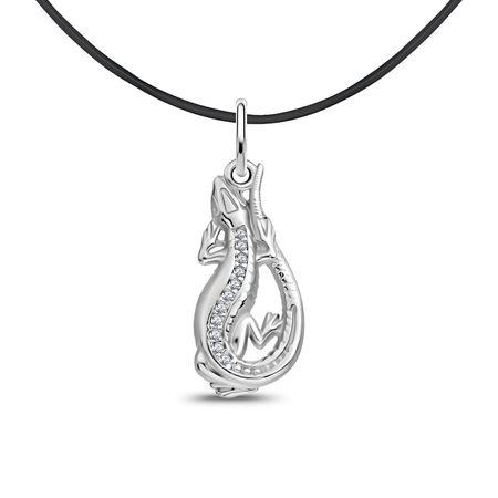 Серебряная подвеска Ящерица с фианитами и родированием для творчества the orb factory мозаика pixel pops ящерица 01962