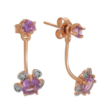Серьги-пусеты TALANT из золота с аметистами и фианитами