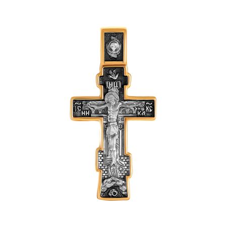Серебряный крест Да Воскреснет Бог с позолотой и чернением
