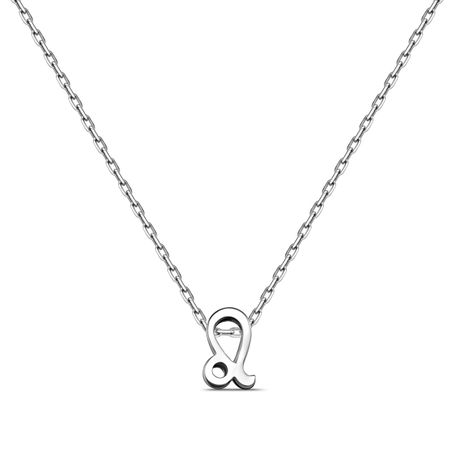 Серебряное колье с родированием со знаком зодиака Лев