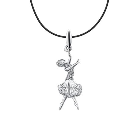 Серебряная подвеска Балерина с фианитами и родированием сьюзи литтл балерина танцующая на крыше