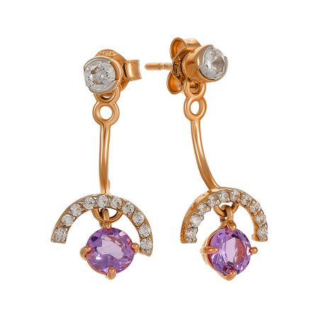 Серьги-пусеты TALANT из золота с аметистами и фианитами