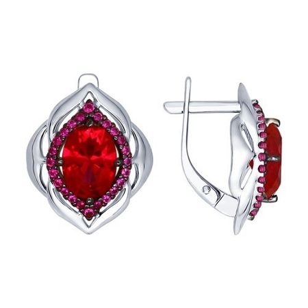 Серьги SOKOLOV из серебра с рубинами и фианитами