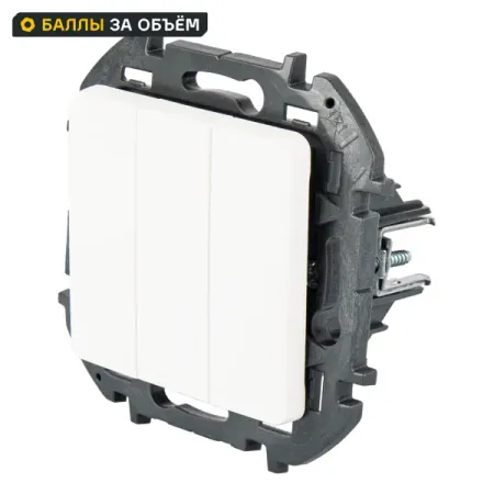 Выключатель встраиваемый 3 клавиши Lexman Lilian 20А 250В винтовые зажимы белый