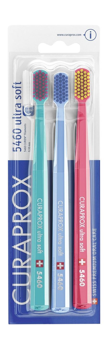 Curaprox Toothbrush 5460 Ultra Soft Set: Turquoise, Blue, Pink