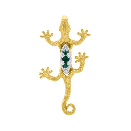 Золотая подвеска Ящерица с изумрудами и родированием для творчества the orb factory мозаика pixel pops ящерица 01962