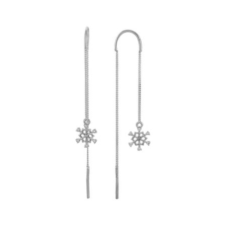 Серебряные серьги Снежинка с фианитами