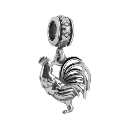 Серебряный шарм Петушок картонка 4 разворота петушок   гребешок