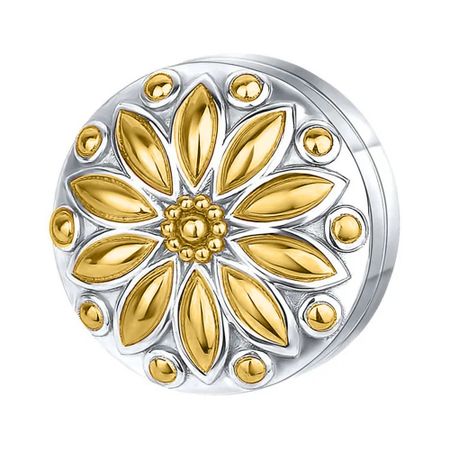 Серебряный зажим для платка с позолотой и родированием