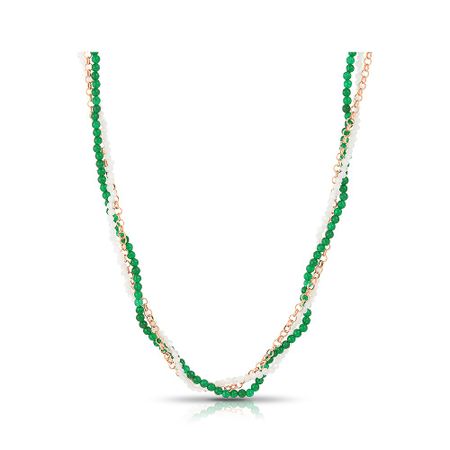 Серебряное колье с агатом и лунным камнем с позолотой