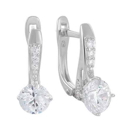Серебряные серьги с фианитами SWAROVSKI и фианитами с родированием