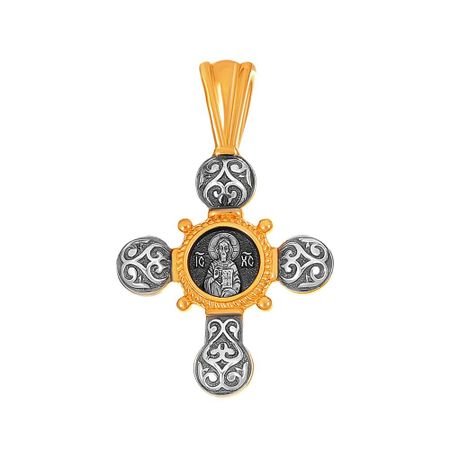 Подвеска-крестик Господь Вседержитель, Божия Матерь Семистрельная из серебра