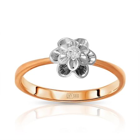 Кольцо Цветок из золота с бриллиантом