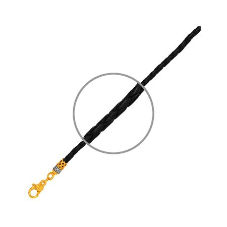 Кожаный шнурок с серебряным замком с позолотой