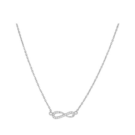 Серебряное колье Бесконечность с фианитами и родированием