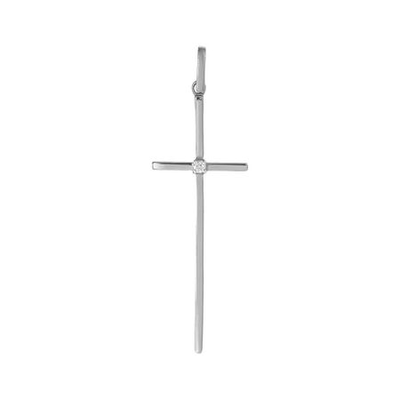 Золотая подвеска Крест с бриллиантом