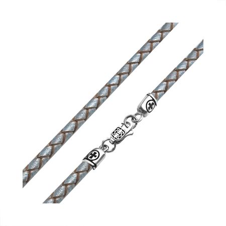 Кожаный шнурок с серебряным замком с чернением