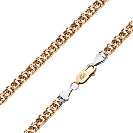 Серебряный браслет ручного плетения Бисмарк с позолотой