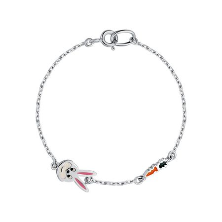 Серебряный браслет Заяц с эмалью и родированием плакат вырубной заяц барабанщик