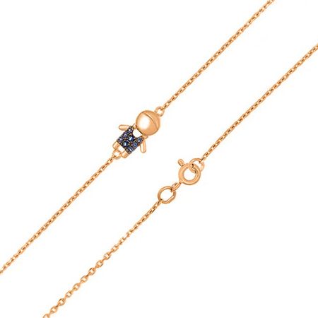 Золотой браслет Мальчик с фианитами и чернением