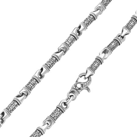 Серебряная цепочка Псалом с чернением и платинированием