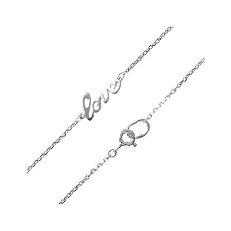 Серебряный браслет Love с родированием